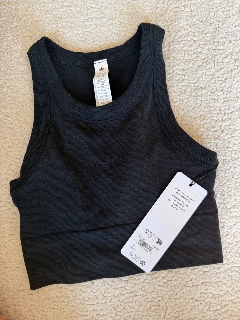 NEW / ALO Seamless Delight High Neck Ribbed Bra / Crop Top / S